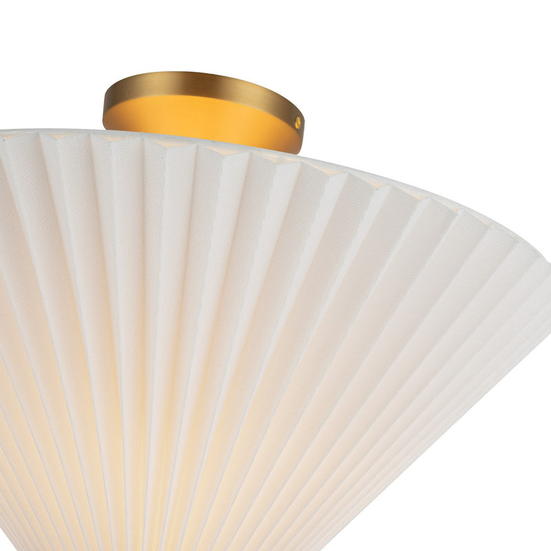 One Light Semi-Flush Mount<br /><span style="color:#4AB0CE;">Entrega: 4-10 dias en USA</span><br /><span style="color:#4AB0CE;font-size:60%;">PREGUNTE POR ENTREGA EN PANAMA</span><br />Collection: Bridgette<br />Finish: Brushed Gold/Folded White