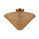 One Light Semi-Flush Mount<br /><span style="color:#4AB0CE;">Entrega: 4-10 dias en USA</span><br /><span style="color:#4AB0CE;font-size:60%;">PREGUNTE POR ENTREGA EN PANAMA</span><br />Collection: Bridgette<br />Finish: Brushed Gold/Rattan