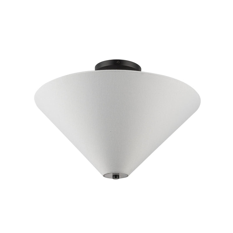 One Light Semi-Flush Mount<br /><span style="color:#4AB0CE;">Entrega: 4-10 dias en USA</span><br /><span style="color:#4AB0CE;font-size:60%;">PREGUNTE POR ENTREGA EN PANAMA</span><br />Collection: Bridgette<br />Finish: Matte Black/White Linen