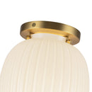 One Light Semi-Flush Mount<br /><span style="color:#4AB0CE;">Entrega: 4-10 dias en USA</span><br /><span style="color:#4AB0CE;font-size:60%;">PREGUNTE POR ENTREGA EN PANAMA</span><br />Collection: Cherise<br />Finish: Brushed Gold/Glossy Ribbed Opal Glass
