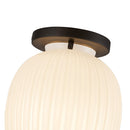 One Light Semi-Flush Mount<br /><span style="color:#4AB0CE;">Entrega: 4-10 dias en USA</span><br /><span style="color:#4AB0CE;font-size:60%;">PREGUNTE POR ENTREGA EN PANAMA</span><br />Collection: Cherise<br />Finish: Matte Black/Glossy Ribbed Opal Glass