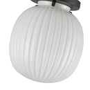 One Light Semi-Flush Mount<br /><span style="color:#4AB0CE;">Entrega: 4-10 dias en USA</span><br /><span style="color:#4AB0CE;font-size:60%;">PREGUNTE POR ENTREGA EN PANAMA</span><br />Collection: Cherise<br />Finish: Matte Black/Glossy Ribbed Opal Glass