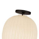 One Light Semi-Flush Mount<br /><span style="color:#4AB0CE;">Entrega: 4-10 dias en USA</span><br /><span style="color:#4AB0CE;font-size:60%;">PREGUNTE POR ENTREGA EN PANAMA</span><br />Collection: Cherise<br />Finish: Matte Black/Glossy Ribbed Opal Glass