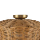 One Light Semi-Flush Mount<br /><span style="color:#4AB0CE;">Entrega: 4-10 dias en USA</span><br /><span style="color:#4AB0CE;font-size:60%;">PREGUNTE POR ENTREGA EN PANAMA</span><br />Collection: Kai<br />Finish: Brushed Gold