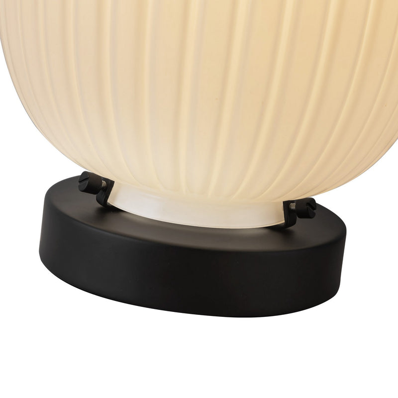 One Light Table Lamp<br /><span style="color:#4AB0CE;">Entrega: 2-3 semanas en USA</span><br /><span style="color:#4AB0CE;font-size:60%;">PREGUNTE POR ENTREGA EN PANAMA</span><br />Collection: Cherise<br />Finish: Matte Black/Glossy Ribbed Opal Glass