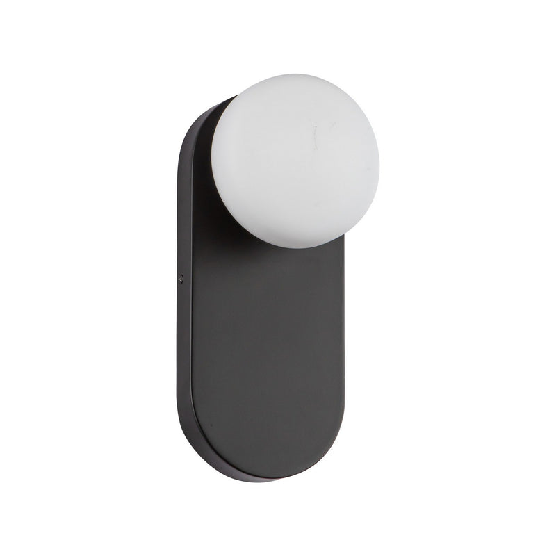 One Light Vanity<br /><span style="color:#4AB0CE;">Entrega: 1-2 semanas en USA</span><br /><span style="color:#4AB0CE;font-size:60%;">PREGUNTE POR ENTREGA EN PANAMA</span><br />Collection: Ariel<br />Finish: Matte Black/Opal Glass