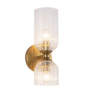 Two Light Vanity<br /><span style="color:#4AB0CE;">Entrega: 4-10 dias en USA</span><br /><span style="color:#4AB0CE;font-size:60%;">PREGUNTE POR ENTREGA EN PANAMA</span><br />Collection: Nelly<br />Finish: Brushed Gold/Clear Ribbed Glass