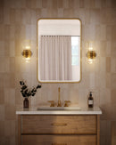 Two Light Vanity<br /><span style="color:#4AB0CE;">Entrega: 4-10 dias en USA</span><br /><span style="color:#4AB0CE;font-size:60%;">PREGUNTE POR ENTREGA EN PANAMA</span><br />Collection: Nelly<br />Finish: Brushed Gold/Clear Ribbed Glass