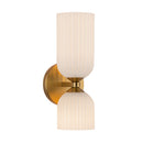Two Light Vanity<br /><span style="color:#4AB0CE;">Entrega: 0-1 semanas en USA</span><br /><span style="color:#4AB0CE;font-size:60%;">PREGUNTE POR ENTREGA EN PANAMA</span><br />Collection: Nelly<br />Finish: Brushed Gold/Glossy Ribbed Opal Glass