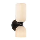 Two Light Vanity<br /><span style="color:#4AB0CE;">Entrega: 2-3 semanas en USA</span><br /><span style="color:#4AB0CE;font-size:60%;">PREGUNTE POR ENTREGA EN PANAMA</span><br />Collection: Nelly<br />Finish: Matte Black/Glossy Ribbed Opal Glass