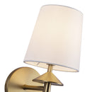 One Light Vanity<br /><span style="color:#4AB0CE;">Entrega: 4-10 dias en USA</span><br /><span style="color:#4AB0CE;font-size:60%;">PREGUNTE POR ENTREGA EN PANAMA</span><br />Collection: Bridgette<br />Finish: Brushed Gold/White Linen