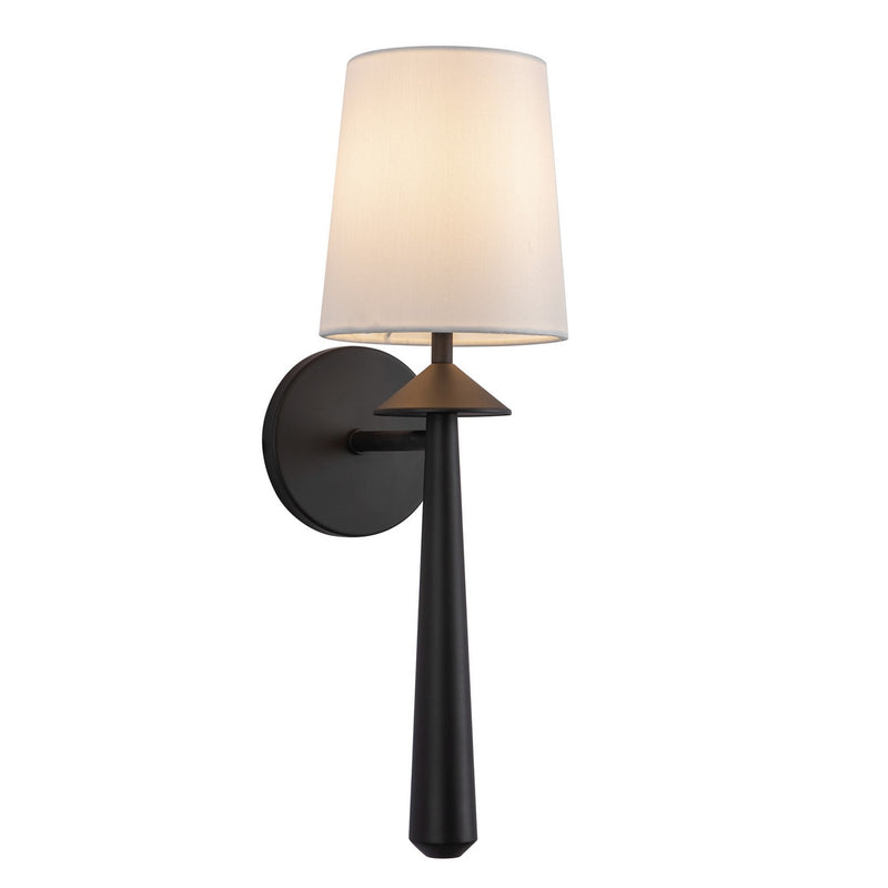 One Light Vanity<br /><span style="color:#4AB0CE;">Entrega: 4-10 dias en USA</span><br /><span style="color:#4AB0CE;font-size:60%;">PREGUNTE POR ENTREGA EN PANAMA</span><br />Collection: Bridgette<br />Finish: Matte Black/White Linen