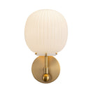 One Light Vanity<br /><span style="color:#4AB0CE;">Entrega: 3-4 semanas en USA</span><br /><span style="color:#4AB0CE;font-size:60%;">PREGUNTE POR ENTREGA EN PANAMA</span><br />Collection: Cherise<br />Finish: Brushed Gold/Glossy Ribbed Opal Glass