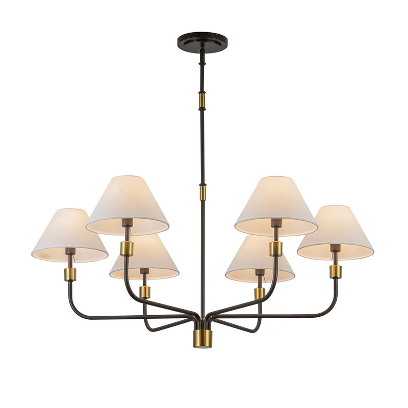 Six Light Chandelier<br /><span style="color:#4AB0CE;">Entrega: 4-10 dias en USA</span><br /><span style="color:#4AB0CE;font-size:60%;">PREGUNTE POR ENTREGA EN PANAMA</span><br />Collection: Providence<br />Finish: Black, Brushed Brass