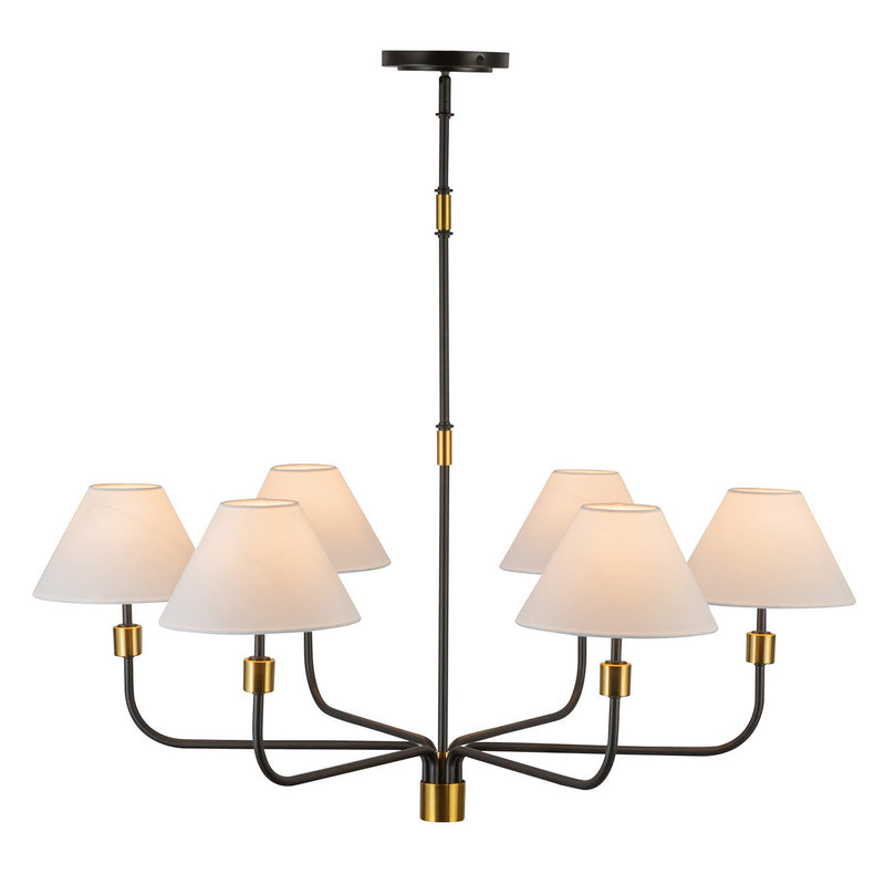 Six Light Chandelier<br /><span style="color:#4AB0CE;">Entrega: 4-10 dias en USA</span><br /><span style="color:#4AB0CE;font-size:60%;">PREGUNTE POR ENTREGA EN PANAMA</span><br />Collection: Providence<br />Finish: Black, Brushed Brass