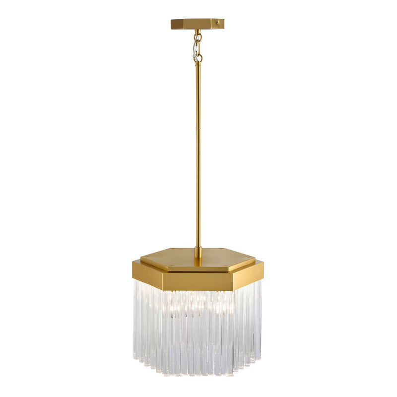 Three Light Pendant<br /><span style="color:#4AB0CE;">Entrega: 4-10 dias en USA</span><br /><span style="color:#4AB0CE;font-size:60%;">PREGUNTE POR ENTREGA EN PANAMA</span><br />Collection: Emma<br />Finish: Brushed Brass