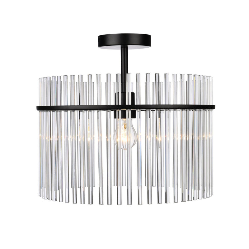 One Light Semi Flush Mount<br /><span style="color:#4AB0CE;">Entrega: 4-10 dias en USA</span><br /><span style="color:#4AB0CE;font-size:60%;">PREGUNTE POR ENTREGA EN PANAMA</span><br />Collection: Ava<br />Finish: Black
