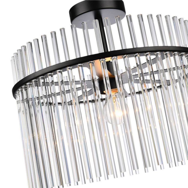 One Light Semi Flush Mount<br /><span style="color:#4AB0CE;">Entrega: 4-10 dias en USA</span><br /><span style="color:#4AB0CE;font-size:60%;">PREGUNTE POR ENTREGA EN PANAMA</span><br />Collection: Ava<br />Finish: Black