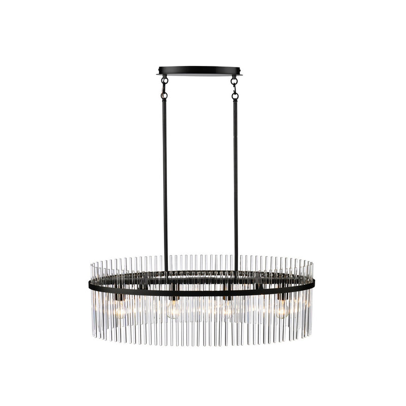 Four Light Island Pendant<br /><span style="color:#4AB0CE;">Entrega: 4-10 dias en USA</span><br /><span style="color:#4AB0CE;font-size:60%;">PREGUNTE POR ENTREGA EN PANAMA</span><br />Collection: Ava<br />Finish: Black