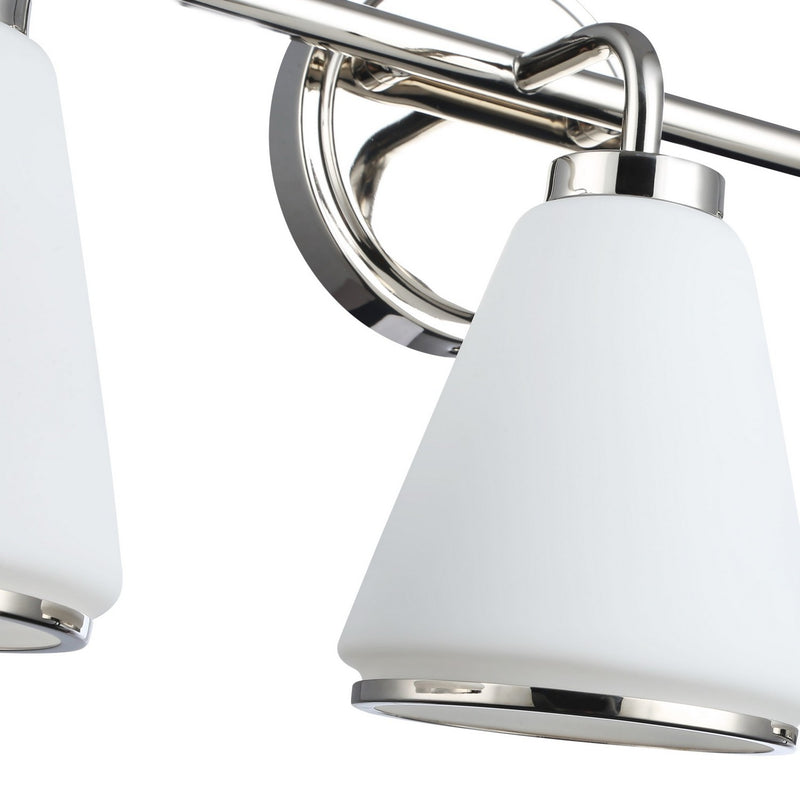 Three Light Bathroom Vanity<br /><span style="color:#4AB0CE;">Entrega: 4-10 dias en USA</span><br /><span style="color:#4AB0CE;font-size:60%;">PREGUNTE POR ENTREGA EN PANAMA</span><br />Collection: Zoey<br />Finish: Polished Nickel