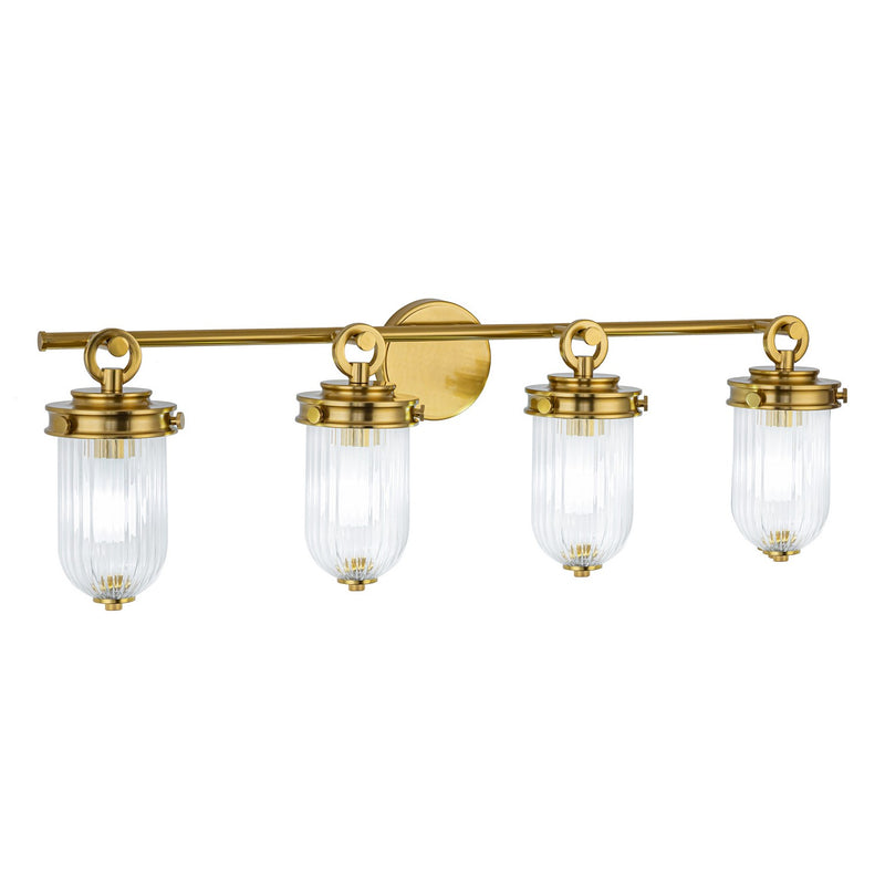 Four Light Bathroom Vanity<br /><span style="color:#4AB0CE;">Entrega: 4-10 dias en USA</span><br /><span style="color:#4AB0CE;font-size:60%;">PREGUNTE POR ENTREGA EN PANAMA</span><br />Collection: Myla<br />Finish: Vintage Brass