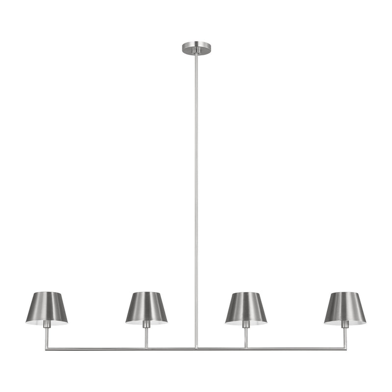Four Light Linear Chandelier<br /><span style="color:#4AB0CE;">Entrega: 4-10 dias en USA</span><br /><span style="color:#4AB0CE;font-size:60%;">PREGUNTE POR ENTREGA EN PANAMA</span><br />Collection: Ender<br />Finish: Brushed Nickel