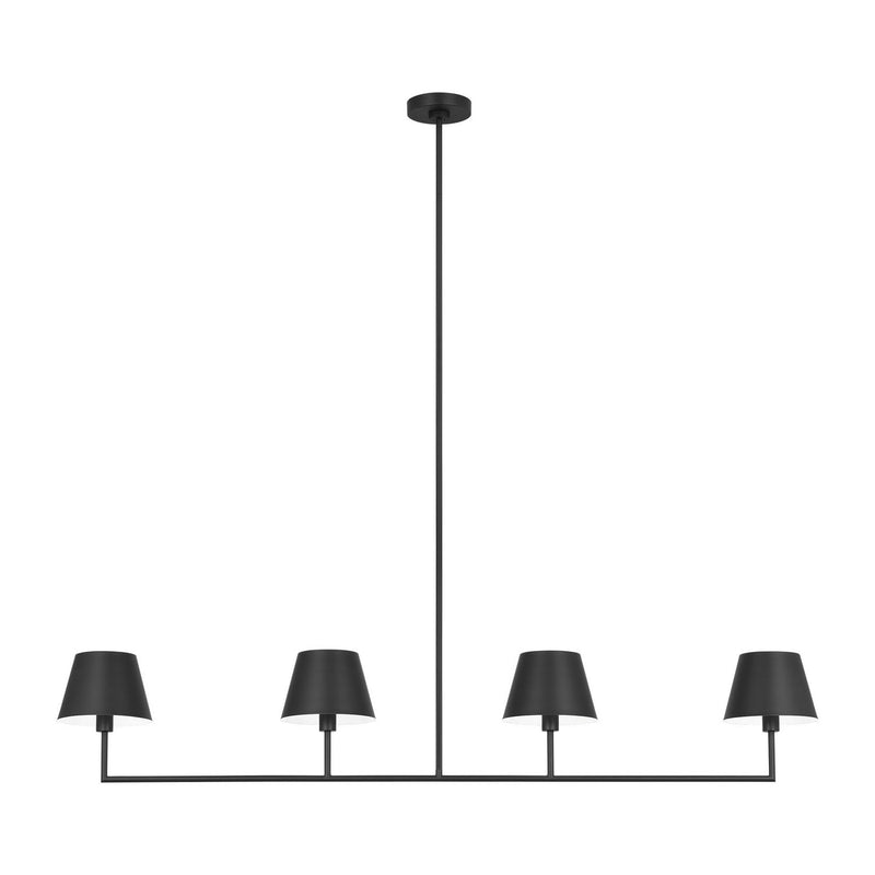 Four Light Linear Chandelier<br /><span style="color:#4AB0CE;">Entrega: 20-21 semanas en USA</span><br /><span style="color:#4AB0CE;font-size:60%;">PREGUNTE POR ENTREGA EN PANAMA</span><br />Collection: Ender<br />Finish: Midnight Black