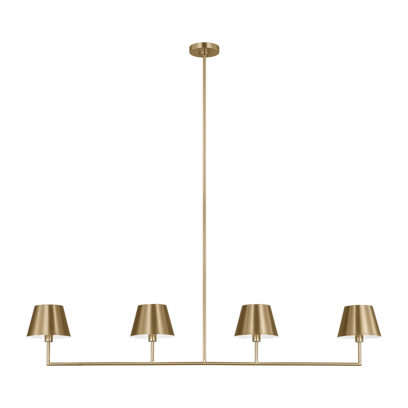 Four Light Linear Chandelier<br /><span style="color:#4AB0CE;">Entrega: 4-10 dias en USA</span><br /><span style="color:#4AB0CE;font-size:60%;">PREGUNTE POR ENTREGA EN PANAMA</span><br />Collection: Ender<br />Finish: Satin Brass