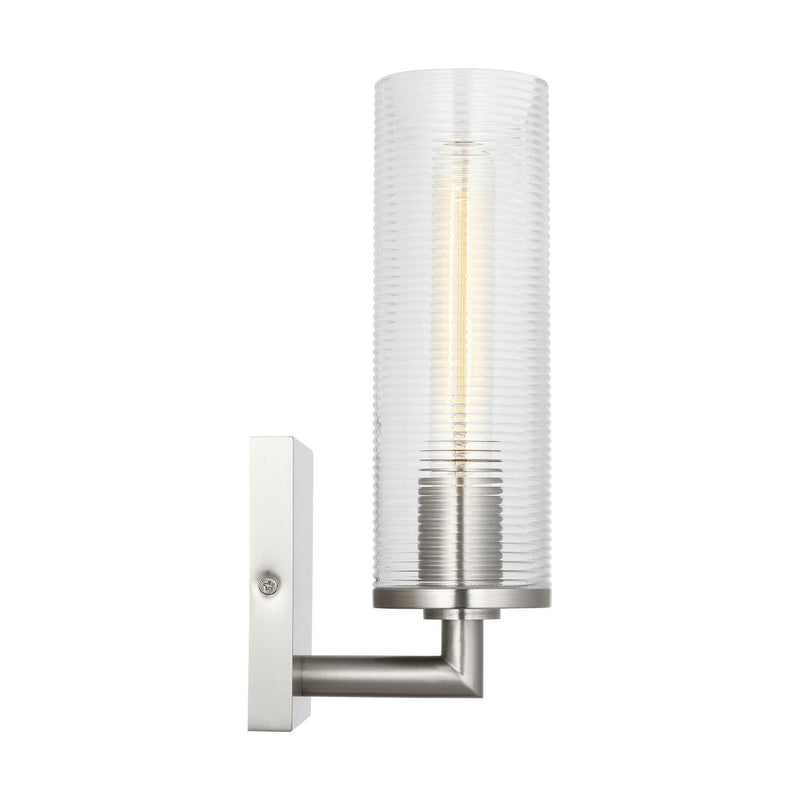 One Light Wall Sconce<br /><span style="color:#4AB0CE;">Entrega: 4-10 dias en USA</span><br /><span style="color:#4AB0CE;font-size:60%;">PREGUNTE POR ENTREGA EN PANAMA</span><br />Collection: Sarita<br />Finish: Brushed Nickel