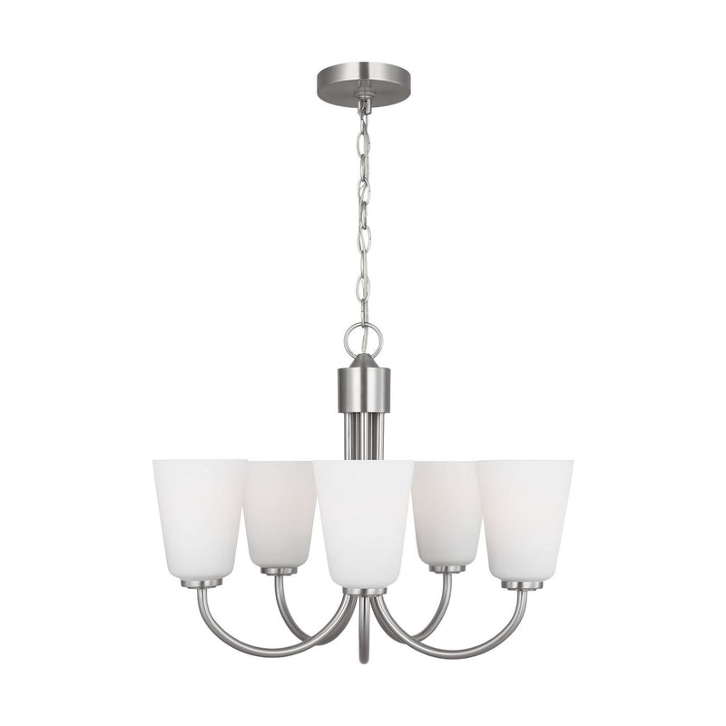 Five Light Chandelier<br /><span style="color:#4AB0CE;">Entrega: 4-10 dias en USA</span><br /><span style="color:#4AB0CE;font-size:60%;">PREGUNTE POR ENTREGA EN PANAMA</span><br />Collection: Miles<br />Finish: Brushed Nickel