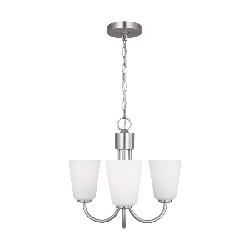 Three Light Chandelier<br /><span style="color:#4AB0CE;">Entrega: 2-3 semanas en USA</span><br /><span style="color:#4AB0CE;font-size:60%;">PREGUNTE POR ENTREGA EN PANAMA</span><br />Collection: Miles<br />Finish: Brushed Nickel