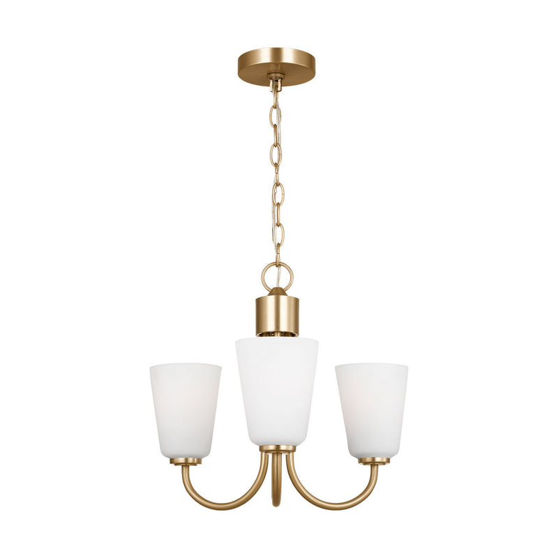 Three Light Chandelier<br /><span style="color:#4AB0CE;">Entrega: 2-3 semanas en USA</span><br /><span style="color:#4AB0CE;font-size:60%;">PREGUNTE POR ENTREGA EN PANAMA</span><br />Collection: Miles<br />Finish: Satin Brass