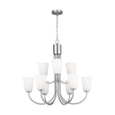 Nine Light Chandelier<br /><span style="color:#4AB0CE;">Entrega: 4-10 dias en USA</span><br /><span style="color:#4AB0CE;font-size:60%;">PREGUNTE POR ENTREGA EN PANAMA</span><br />Collection: Miles<br />Finish: Brushed Nickel