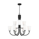 Nine Light Chandelier<br /><span style="color:#4AB0CE;">Entrega: 4-10 dias en USA</span><br /><span style="color:#4AB0CE;font-size:60%;">PREGUNTE POR ENTREGA EN PANAMA</span><br />Collection: Miles<br />Finish: Midnight Black