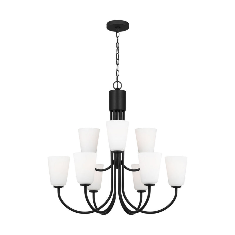 Nine Light Chandelier<br /><span style="color:#4AB0CE;">Entrega: 4-10 dias en USA</span><br /><span style="color:#4AB0CE;font-size:60%;">PREGUNTE POR ENTREGA EN PANAMA</span><br />Collection: Miles<br />Finish: Midnight Black