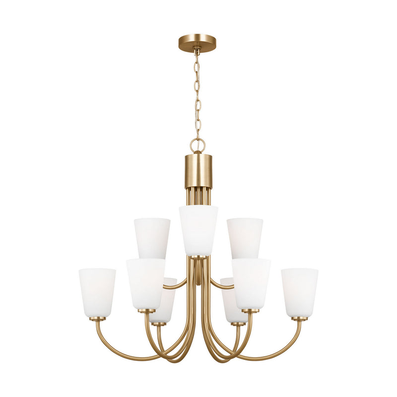 Nine Light Chandelier<br /><span style="color:#4AB0CE;">Entrega: 4-10 dias en USA</span><br /><span style="color:#4AB0CE;font-size:60%;">PREGUNTE POR ENTREGA EN PANAMA</span><br />Collection: Miles<br />Finish: Satin Brass