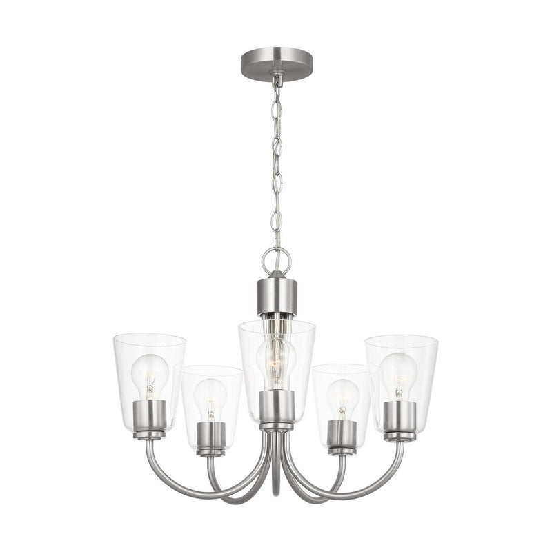 Five Light Chandelier<br /><span style="color:#4AB0CE;">Entrega: 4-10 dias en USA</span><br /><span style="color:#4AB0CE;font-size:60%;">PREGUNTE POR ENTREGA EN PANAMA</span><br />Collection: Miles<br />Finish: Brushed Nickel