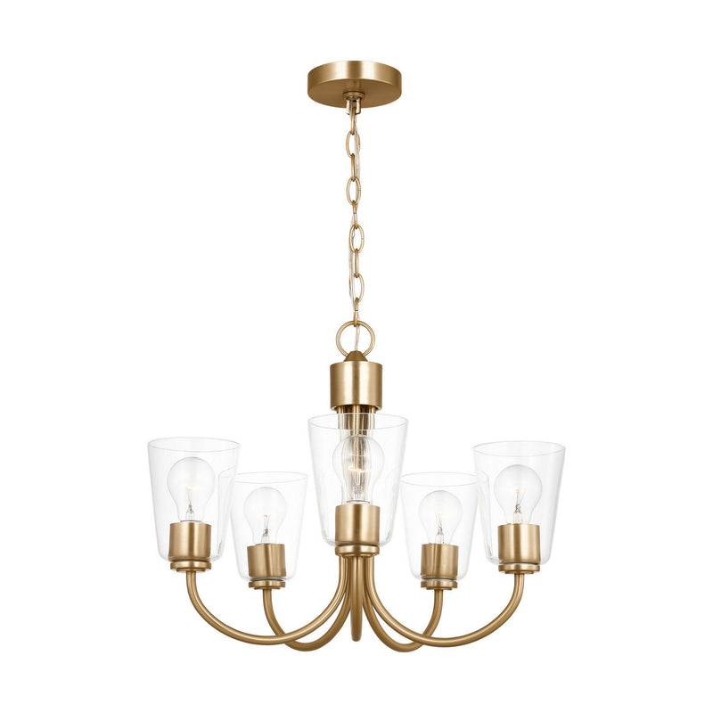 Five Light Chandelier<br /><span style="color:#4AB0CE;">Entrega: 4-10 dias en USA</span><br /><span style="color:#4AB0CE;font-size:60%;">PREGUNTE POR ENTREGA EN PANAMA</span><br />Collection: Miles<br />Finish: Satin Brass