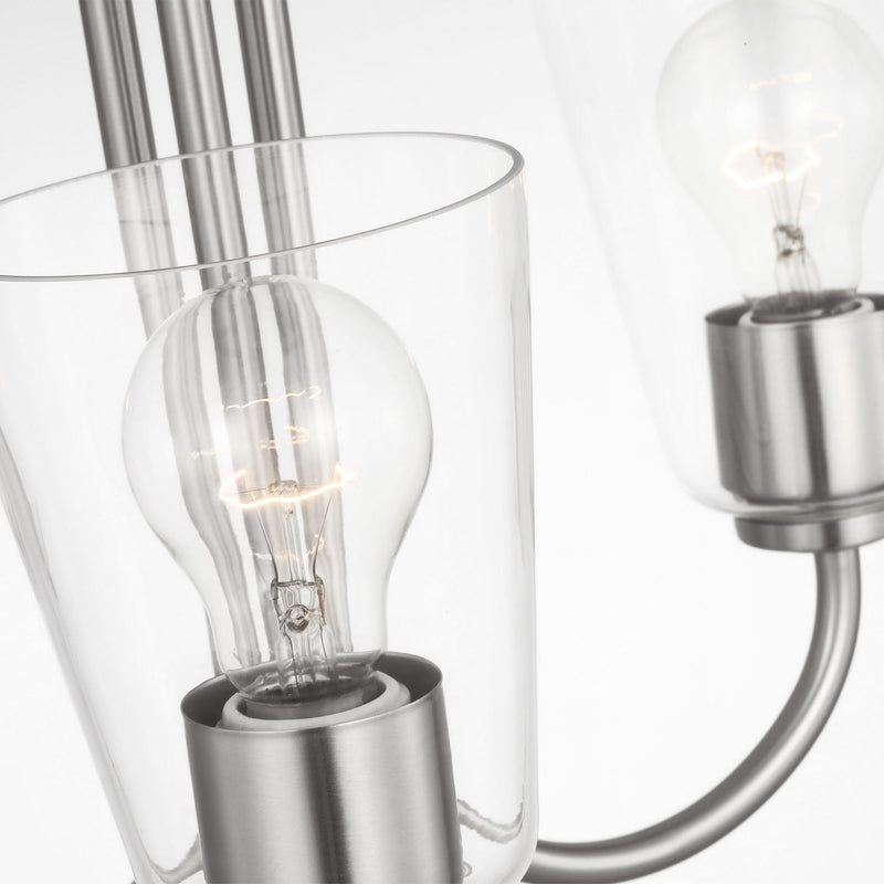 Three Light Chandelier<br /><span style="color:#4AB0CE;">Entrega: 4-10 dias en USA</span><br /><span style="color:#4AB0CE;font-size:60%;">PREGUNTE POR ENTREGA EN PANAMA</span><br />Collection: Miles<br />Finish: Brushed Nickel