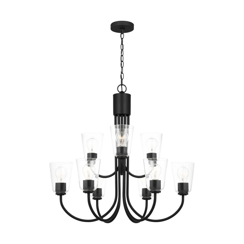 Nine Light Chandelier<br /><span style="color:#4AB0CE;">Entrega: 4-10 dias en USA</span><br /><span style="color:#4AB0CE;font-size:60%;">PREGUNTE POR ENTREGA EN PANAMA</span><br />Collection: Miles<br />Finish: Midnight Black