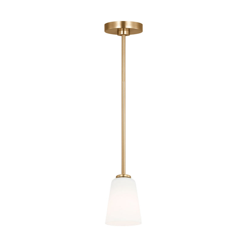 One Light Mini-Pendant<br /><span style="color:#4AB0CE;">Entrega: 4-10 dias en USA</span><br /><span style="color:#4AB0CE;font-size:60%;">PREGUNTE POR ENTREGA EN PANAMA</span><br />Collection: Miles<br />Finish: Satin Brass