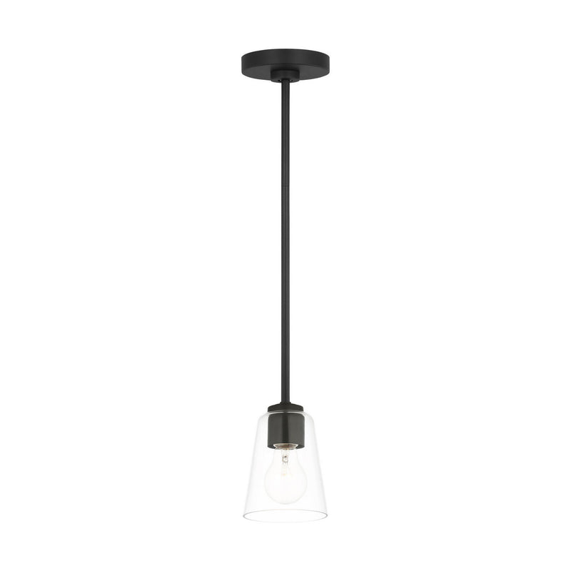 One Light Mini-Pendant<br /><span style="color:#4AB0CE;">Entrega: 4-10 dias en USA</span><br /><span style="color:#4AB0CE;font-size:60%;">PREGUNTE POR ENTREGA EN PANAMA</span><br />Collection: Miles<br />Finish: Midnight Black