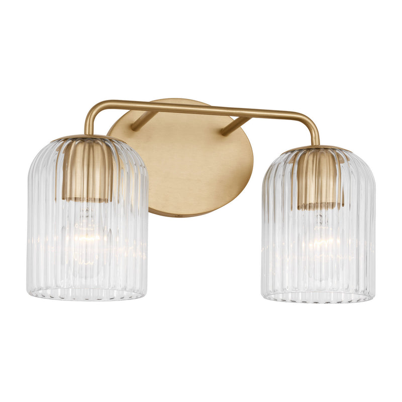 Two Light Vanity<br /><span style="color:#4AB0CE;">Entrega: 4-10 dias en USA</span><br /><span style="color:#4AB0CE;font-size:60%;">PREGUNTE POR ENTREGA EN PANAMA</span><br />Collection: Eisele<br />Finish: Satin Brass
