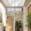 LED Chandelier<br /><span style="color:#4AB0CE;">Entrega: 4-10 dias en USA</span><br /><span style="color:#4AB0CE;font-size:60%;">PREGUNTE POR ENTREGA EN PANAMA</span><br />Collection: Cerchio<br />Finish: Brushed Gold