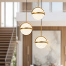 LED Pendant<br /><span style="color:#4AB0CE;">Entrega: 4-10 dias en USA</span><br /><span style="color:#4AB0CE;font-size:60%;">PREGUNTE POR ENTREGA EN PANAMA</span><br />Collection: Globo<br />Finish: Brushed Gold