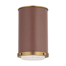 One Light Flush Mount<br /><span style="color:#4AB0CE;">Entrega: 4-10 dias en USA</span><br /><span style="color:#4AB0CE;font-size:60%;">PREGUNTE POR ENTREGA EN PANAMA</span><br />Collection: Marlowe<br />Finish: Time Worn Brass