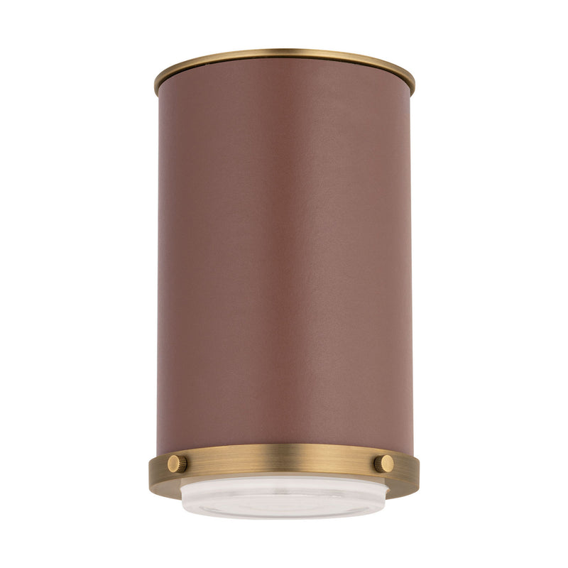 One Light Flush Mount<br /><span style="color:#4AB0CE;">Entrega: 4-10 dias en USA</span><br /><span style="color:#4AB0CE;font-size:60%;">PREGUNTE POR ENTREGA EN PANAMA</span><br />Collection: Marlowe<br />Finish: Time Worn Brass
