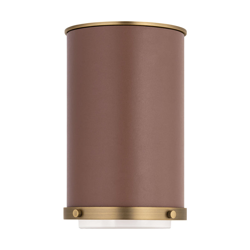 One Light Flush Mount<br /><span style="color:#4AB0CE;">Entrega: 4-10 dias en USA</span><br /><span style="color:#4AB0CE;font-size:60%;">PREGUNTE POR ENTREGA EN PANAMA</span><br />Collection: Marlowe<br />Finish: Time Worn Brass