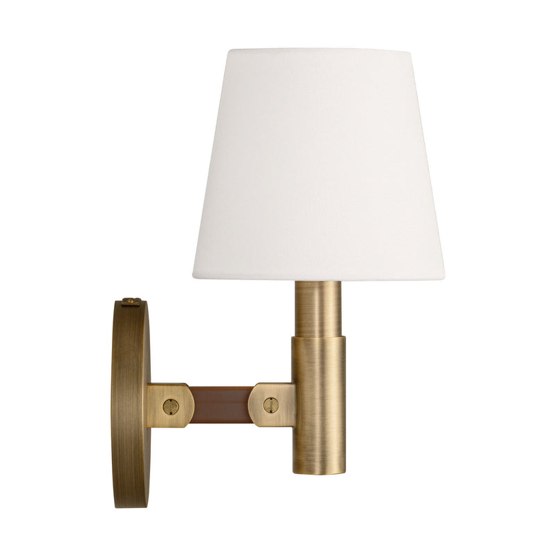 One Light Wall Sconce<br /><span style="color:#4AB0CE;">Entrega: 4-10 dias en USA</span><br /><span style="color:#4AB0CE;font-size:60%;">PREGUNTE POR ENTREGA EN PANAMA</span><br />Collection: Grayson<br />Finish: Time Worn Brass