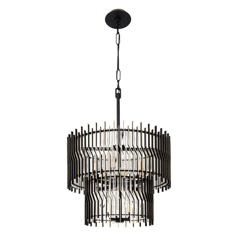 Ten Light Chandelier<br /><span style="color:#4AB0CE;">Entrega: 13-14 semanas en USA</span><br /><span style="color:#4AB0CE;font-size:60%;">PREGUNTE POR ENTREGA EN PANAMA</span><br />Collection: Park Row<br />Finish: Matte Black/French Gold